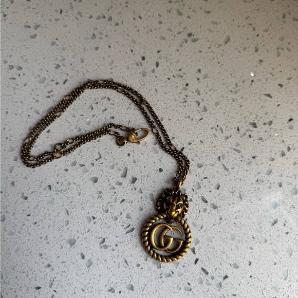 AUTHENTIC Gucci Gold Double G Lionhead Necklace - Picture 3 of 7